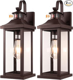 Roravilila Dusk to Dawn Motion Sensor Outdoor Lights Oil Rubbed Bronze 2-Pack, 18 Inch Large Outdoor Light Fixtures Brown Exterior Lights Photocell IP65 Waterproof Outside Lanterns for House Vintage