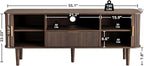 DAMCROP Fluted TV Stand, 55 Inch Mid Century Modern Media Console Table with Sliding Tambour Door Farmhouse Sideboard Buffet Cabinet Fits TVs up to 75 inch, Wood Entertainment Center for Living Room