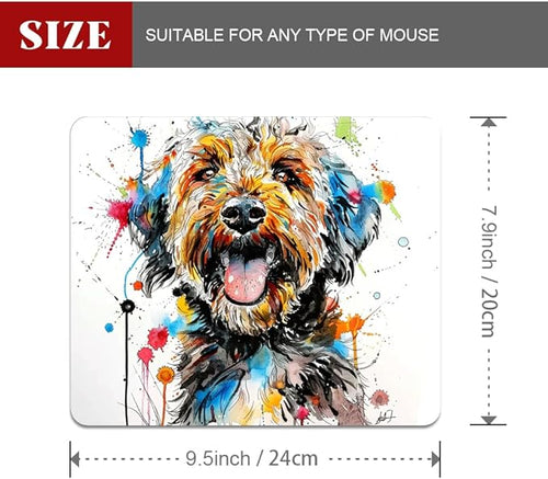 A Dog with Messy Drawings Square Mouse pad, Texture, Waterproof, Anti Slip Rubber Base, Computer Mouse pad, Laptop Mouse pad