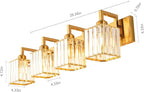 FDPBY Modern Crystal Bathroom Vanity Light 4-Lights Gold Brushed Brass Finish Modern Crystal Wall Lamp Bathroom Vanity Lighting
