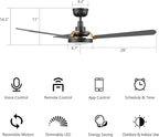 SMAAIR 52 Inch Smart Wifi Ceiling Fans with Dimmable LED Lights and Remote, Compatible with Alexa/Google Home/Siri/APP, Outdoor DC Fans with 10 Speeds, Timer/Schedule,Black/Gold