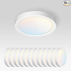 ASD LED 5" Round Flush Mount Ceiling Light Fixture, Low Profile Surface Lighting | 5CCT, Dimmable, Ultra-Thin, ETL Listed | 10W 700LM 2700-6000K 120V | Kitchen, Bedroom, Hallway Lamp | White, 12 Pack