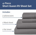 RV Short Queen Sheet Set 60 X 75 - 4 Piece RV Short Queen Bed Sheets - Soft, Breathable & Cooling - Designed for Bunks, Trailers & Camper - Fits 8” to 12" Mattress - Hotel Luxury Bedding - Dark Grey