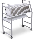 Line Leader 16-Device Mobile Charging Station | Steel Rolling Cart for Laptops, Tablets, & Chromebooks | Open Design with Dividers & UL-Certified Surge Protection | Portable Charging Stand (White)