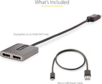StarTech.com DP to Dual HDMI MST HUB - Dual HDMI 4K 60Hz - DisplayPort Multi Monitor Adapter with 1ft / 30cm Cable - DP 1.4 Multi Stream Transport Hub, DSC | HBR3 - DP to HDMI Splitter (MST14DP122HD)