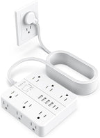 AOFO 20FT Surge Protector Power Strip,12 AC Outlets with 6 USB Ports (2 USB-C), Flat Plug Extension Cord with Multiple Outlets, Wall Mount for Home Office,Dorm, White