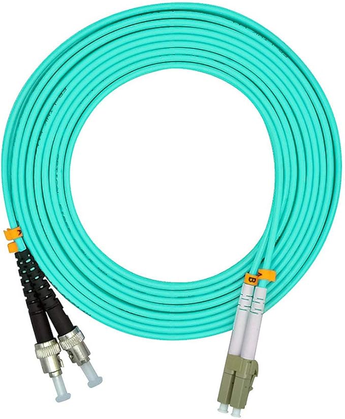 Jeirdus 2Meters 6ft LC to ST Duplex 50/125 10G OM3 Multi-Mode Fiber Optic Cable Jumper Optical Patch Cord LC-ST