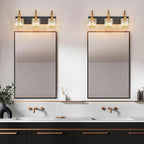 FDPBY Modern Bathroom Vanity Light, 3-Light Black Gold Wall Sconce with Crystal Accents, Over Mirror Bathroom Lighting Fixture, 23.62" Long Dimmable Vanity Lamp for Makeup, Easy Installation