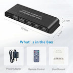 iArkPower 8K HDMI Switch 4 in 1 Out 4K@120Hz HDMI Switcher Support HDR10+, Dolby Vision, Dolby Atmos, VRR, ALLM, CEC