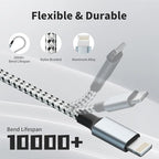 USB C Multi Charging Cable, (2 Pack 4FT), 3 in 1 Charging Cable Nylon Braided Universal Charger Cable with Type-C, Micro USB,IP Port for iPhone16/15 Series/Cell Phones & Pads and Other Devices