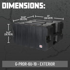 Gator Cases Pro Series 6U Rolling Rack Case with 19" Depth, Tow Handle & Recessed Wheels, Roto Molded Made in USA (G-PROR-6U-19)