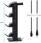 KAFRI RGB Gaming Headphone Stand with 8 Light Modes, Controller Holder for Desk - with Retractable Charger Cable - 2 Outlet Power & 4 Type-C Charging Port for PC Gamer Accessories(Black)
