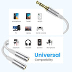 MOSWAG 3.5mm Audio Splitter - 2 Way Stereo Y Cable for iPhone, Samsung, PS4, Switch, Tablets, PC, Laptop, MP3