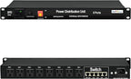 1U PDU Rack Mount Power Surge Protection, 8 NEMA 5-15R Outlets & 5-Port Gigabit Ethernet Switch, 100-250V 15A 3600 Joules, w/10KA SPD Lightning & 6ft Cord, ETL Listed