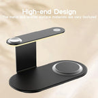 Aluminum 4-in-1 Charging Station for Samsung/Android with 3-Level Night Light, 18W Wireless Charger for Galaxy S25 Ultra/S24/S23/S22/Note 20,Galaxy Watch Ultra/8/7,Galaxy Buds 3 Pro(Black)