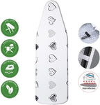 Yizunnu Ironing Board Cover and Pad,19x55 inch Extra Large and Thick Padding,Stain Resistant Heat Resistant Cotton Padding,Elastic Edge and Hook and Loop Adjustable Fastener(Heart)
