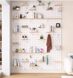 Wooden Wall Organizer Kit, Versatile Display Panel for Bedroom, Office, Bathroom, Wall-Mounted Storage Solutions (Natural Finish, 60x80CM)