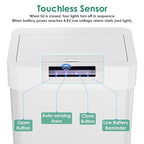 Arlopu Automatic Trash Can,Sensor Motion Stainless Steel Garbage Bin, Touchless Smart Waste Bin, W/Stay-Open, Soft Close Lid, Display Light for Kithchen, Living Room, Office (White, 21.1gal)