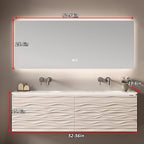 56IN Bathroom Vanity - Smart Defogging Mirror Cabinet | Waterproofing Technology & Wave Shaped Door Panel, Floating Bathroom Vanities with Large Storage Space (Mirror)