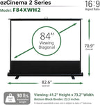 Elite Screens ezCinema 2 Projector Screen, 84-inch 16:9, Manual Floor Pull Up Scissor Backed Portable Home Office Classroom Front Projection + Carrying Bag | US Based Company 2-Year Warranty, F84XWH2