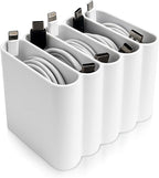 Cable Management Organizer Cord Management, Multiple Slots for Home, Office, Desk, Workshop, Durable Plastic Connectable Cable Organizer, Tangle-Free, Expandable Storage, White
