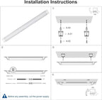 colmeguna 4 Packs 4FT LED Batten Light, Ultra-Thin Ceiling Surface Mounted Light, 40W, 4000K, IP20, LED Ceiling Lamp for Garage, Shop, Hallway, Office, Market, ver2