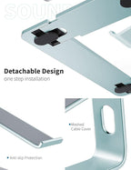 SOUNDANCE Laptop Stand, Aluminum Computer Riser, Ergonomic Laptops Elevator for Desk, Metal Holder Compatible with 10 to 15.6 Inches Notebook Computer, Aquamarine