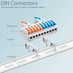 JANDECCN 6pcs DIN Rail Terminal Blocks, DIY Splicing Wire Connectors for Circuit Inline 28-12AWG (2 in 10 Out)