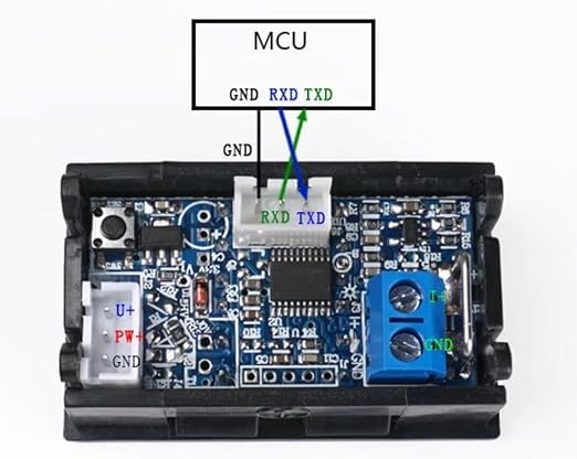 Taidacent Modbus RTU Power Monitor Energy Meter with RS485 TTL Isolated 100V 5A 10A 50A 100A DC Voltage Current Meter with Dual LCD Display (100V50A_Modbus Protocol_TTL Interface)