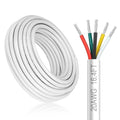 20 Gauge 5 Conductor Electrical Wire, 16.4FT White Stranded Low Voltage 20/5 Cable PVC Case, 20 AWG Tinned Copper 5 Wire Cable Extension Power Cable for Strips LED Lamp Lighting Automotive