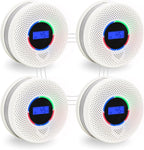 10-Year Battery Wireless Interconnected Smoke and Carbon Monoxide Detector, Smart Interlink Smoke CO Alarm with Digital Display, Fire and CO Combo Alarm for Home (4 Pack)