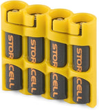 Storacell by Powerpax Slimline AAA Battery Storage Caddy, Yellow, Holds 4 Batteries (Not Included)