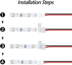 LightingWill 10pcs/Pack Strip to Strip with Wire Solderless Snap Down 2Pin Conductor LED Strip Connector for 8mm Wide 3528 2835 Single Color Flex LED Strips