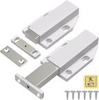 Magnetic Push Latch Heavy Duty Jiayi Push to Open Cabinet Hardware Magnetic Touch Latches for Large Door Push Release Latches Kitchen Drawer Push Catch Press Out Latch (White, 2 Pack)
