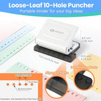 10-Hole Binding Machine for Planners,Metal Punch Loose Leaf Tool 26 Holes for B5, 30 for A4, 20 for A5 Paper,Handheld Manual Book Binder,Notebook Puncher for Home, Office, School, DIY Projects