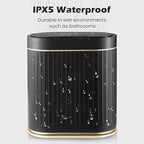 Bathroom Sensor Trash Can with Lid Automatic 2 Gallon Small Sensor Garbage Bin, 7.5 Liter Motion Sensor Smart Rubbish Bin Bathroom Decor, Slim Waterproof Plastic Garbage Can, Black Gold