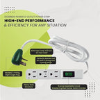 GoGreen Power Inc. (G-13002MS-2) 3 Outlet Power Strip, 2.5FT Cord, White, 2 Pack
