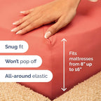 Full XL Bed Sheet Set - 4 Piece Extra Long Extended Full XL Sheets - Soft, Breathable & Cooling - Fits 8" to 16" Mattress with Deep Pockets - 54" x 80" - Easy-Fit, Wrinkle and Fade Resistant - Coral
