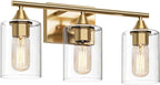XPEHK Gold Bathroom Light Fixtures,3-Light Vanity Lights,Modern Brushed Brass Gold Wall Sconce Lighting,Bathroom Wall Lamp for Mirror Bedroom Living Room Vanity Table Hallway