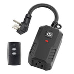 BN-LINK Outdoor Remote Control Outlet Plug Black,Indoor Wireless Outlet Switch Weatherproof Heavy Duty 15A 3-Prong 6-inch Cord 100Ft Range (Battery Included)