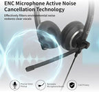 Accutone Conversation 95 Wired Office USB Headset with Environmental Noise Cancelling Microphone & wideband Audio Output, Black