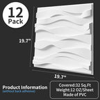Art3d Decorative 3D Wall Panel, 32 Sq.FT PVC Interior Wall Decor for Living Room, Bedroom, Lobby, Office, Shopping Mall, White