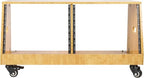 Sound Town DIY 2 x 8U Slanted Studio Rack with Solid Carbonized Bamboo, Casters, for Recording Room, Home Studio (STBR-D8T)