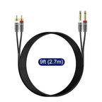J&D Dual 1/4 inch TS to RCA Cable, 9 feet, Heavy Duty Audio Interconnect, Compatible with AV Receiver, Speaker, Amplifier