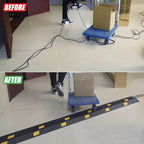 OranLite 6 Pack 2-Channel Rubber Cable Protector Ramp, 17" x 10" x 1.8" inch Interlocking Floor Wire Cord Cable Cover, Visible at Night, Durable Rubber Speed Bump Hump Ramp (2-Channel 6 Pack)