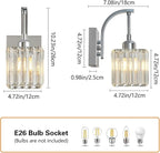 FDPBY Wall Sconces, Set of 2 Chrome Crystal Vanity Lights, Modern Wall Lamp for Bathroom, Hallway, and Makeup, Easy Installation