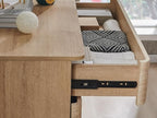 JXQTLINGMU 5 Drawer Dresser for Bedroom, 42" Tall Modern Wood Dressers, Push-to-Open Chest of Drawers for Closet Organizers & Storage, Curved Profile Design,Natural Oak