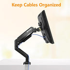 XEVKZO Single Monitor Arm - Gas Spring Monitor Stand for 13 to 34 Inch Screens, Adjustable VESA Mount with C-Clamp & Grommet Base, Full Motion (Tilt, Swivel, Rotation), Supports 4.4-22 lbs