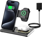 3 in 1 Charging Station for iPhone 17 - Wireless Charger for Apple Devices for iPhone 17 16 15 14 13 12 11 Pro Max - Foldable Wireless Charging Station Dock Stand for Apple Watch Series & AirPods