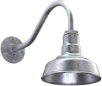 Steel Lighting Co. Hawthorne Barn Light | Outdoor Wall Mounted | 8 inch Dome | 16 inch Gooseneck| Small Farmhouse Light Made in America | Galvanized Exterior/Galvanized Interior